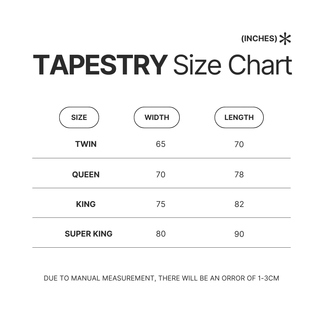 Tapestry Size Chart - Wings Of Fire Merch